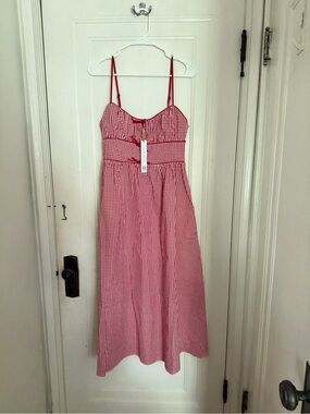 House of Harlow 1960 Red Gingham Midi Dress Size Medium